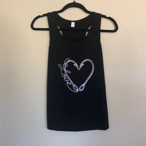Black love Fishing hooks tank top like new